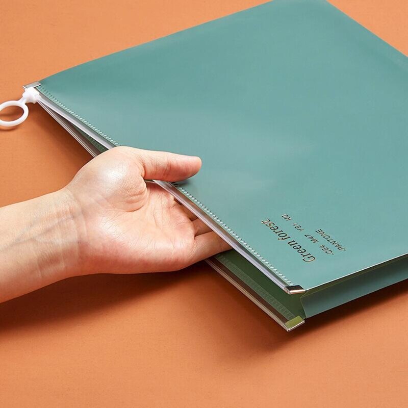 1 Pieces Reusable A4 Test Paper Folder with Zipper Envelope Folder Waterproof Randomed Color for student Office School