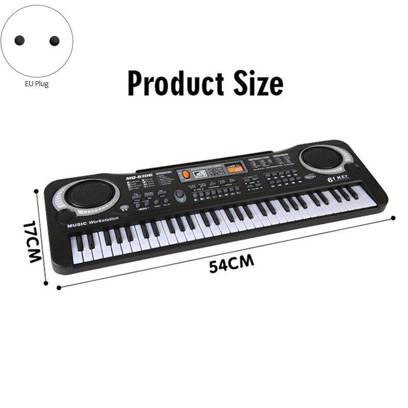 61 Keys Digital Multifunction Music Electronic Keyboard Key Board Electric Piano Children Eu Plug