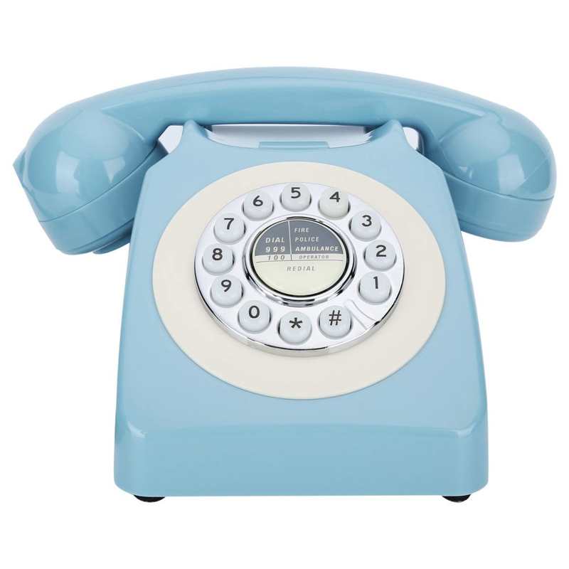 CT-N8019 Blau retro Telefon drücken Dreh Zifferblatt Schreibtisch Telefon Einzelnen Linie Schnur Telefon für Heimat Sekretariat FSK/DTMF Festnetz telefon