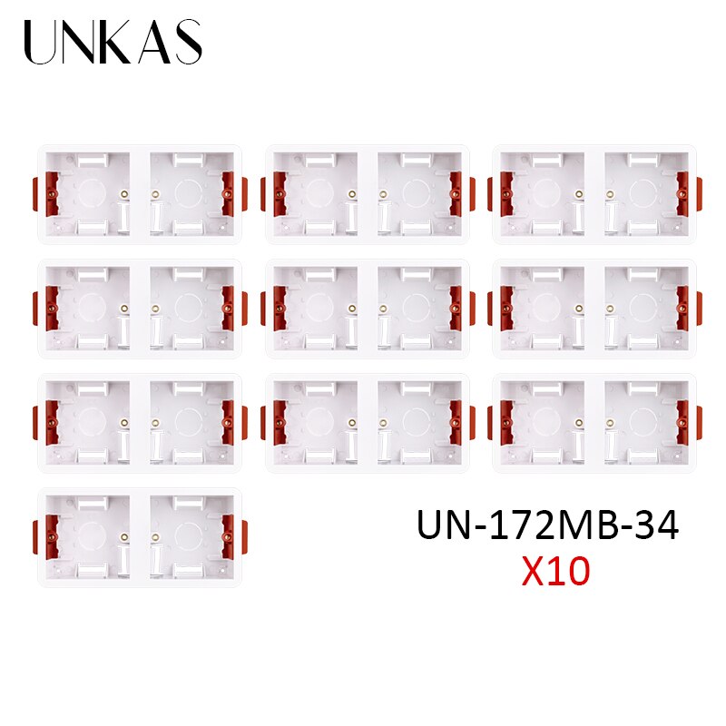 UNKAS Dry Lining Box For Gypsum Board / Drywall / Plasterboad 34mm Depth Wall Switch Socket 86mm / 146mm / 172mm Cassette: 10 Unit 172MB-34