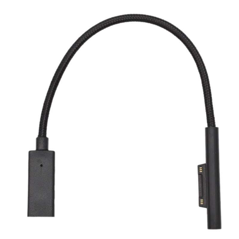 0.2m fêmea USB-C cabo de carregamento para a superfície pro 6/5/4/3 portátil de superfície 1/2, 45w 15v pd náilon trançado cabo de carregamento: Default Title