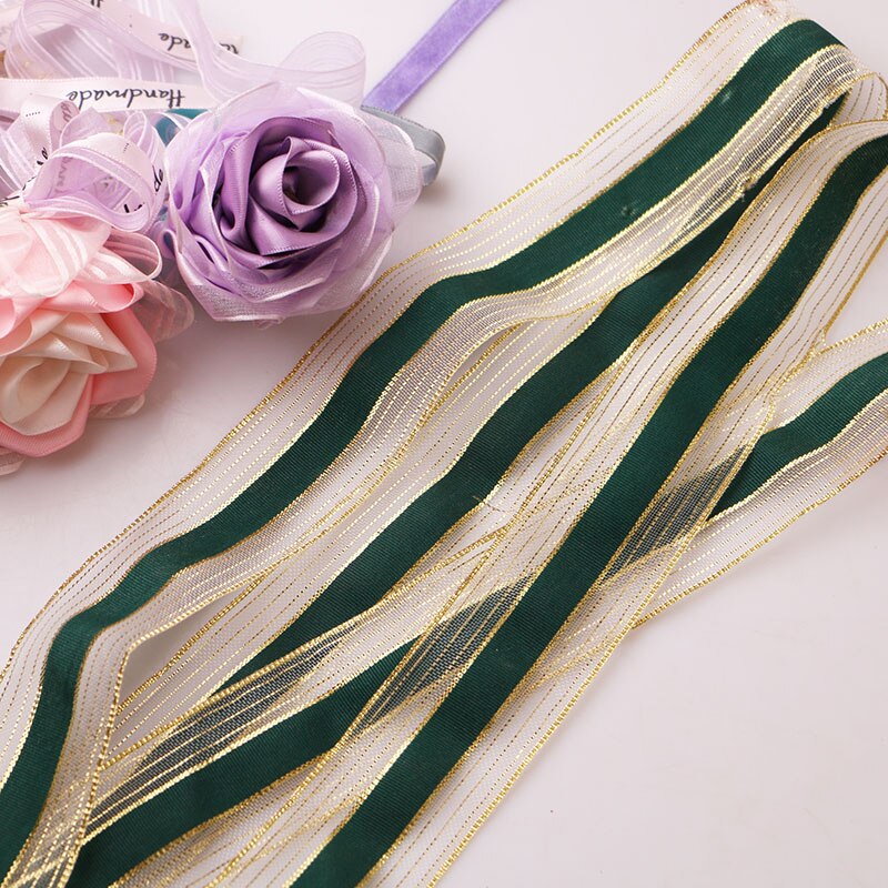 5Yard 3.8cm gold translucent mesh gold edge Ribbon... – Vicedeal