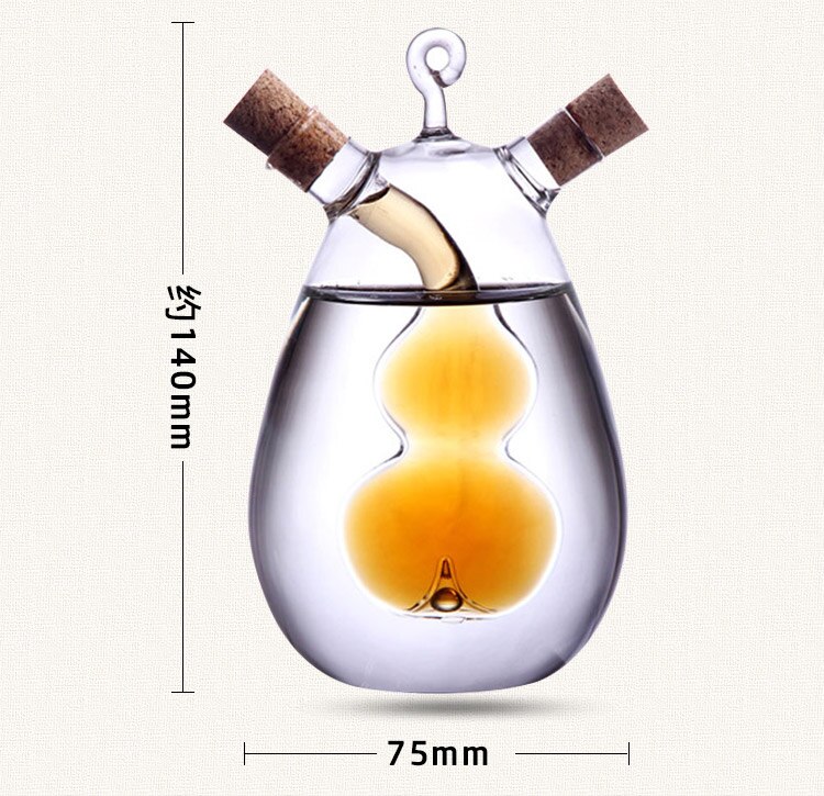 Butelka kontroli oleju dwa w jednym sosie ocet olejarka oliwkowy słoik na przyprawy podwójne przezroczyste gospodarstwo domowe kuchnia uszczelnienie szkła przyprawa: B-Gourd kształt