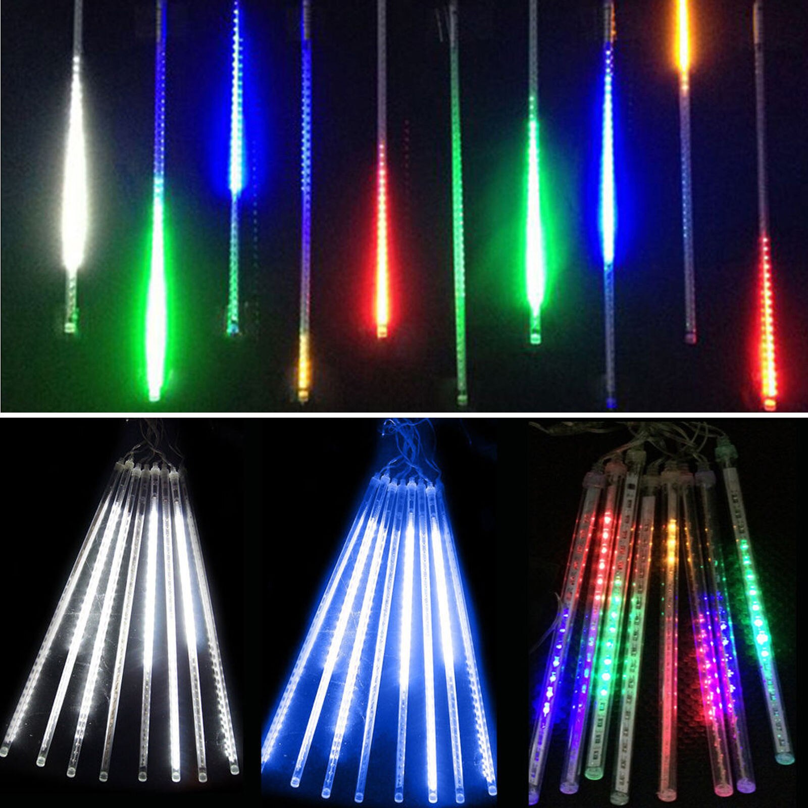 30/50cm 8 tubos lluvia de meteoros luces de cadena LED decoraciones para árboles de Navidad guirnalda de calle para decoración al aire libre Año Navidad