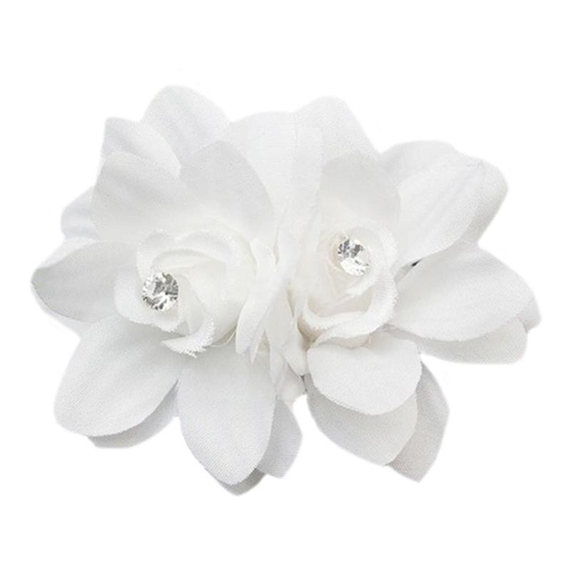 Women White Crystal Flower Hair Clip Bride Wedding Clip Hair Jewelry