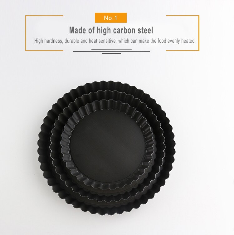 Non-stick Round Tart Pan Quiche Pan with Removable Bottom Pie Pan Fluted Pie Rectangle Tart Pan Mold Baking Quiche Tool GYH