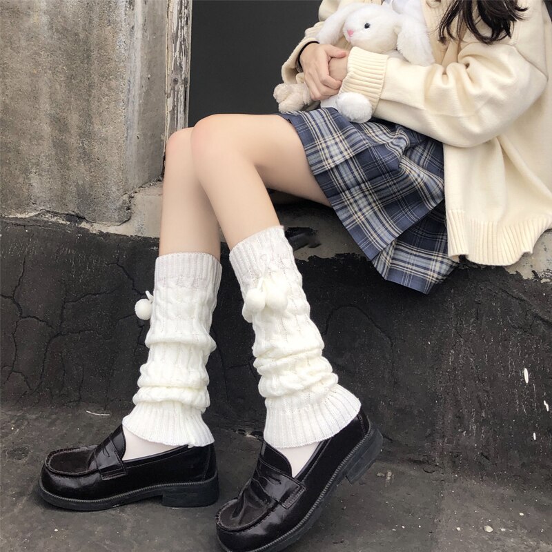 Lolita Beenwarmers Japanse Vrouwen Gothic Lange Sokken Vrouwen Leggings Slobkousen Knie Goth Winter Sok Gebreide Manchetten Enkel Warmer: 8