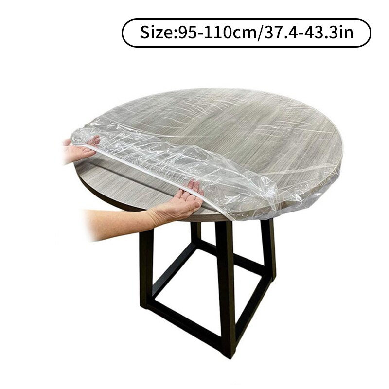 65-180cm vandtætte runde gennemsigtige, elastiske borddæksler pvc enkel praktisk køkken catering beskytter dug: B