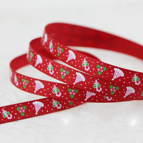 Rubans en Satin -grain 10mm, 2 mètres/lot, pour décoration de la saint-valentin, noël, pour emballage: Red Christmas Cap
