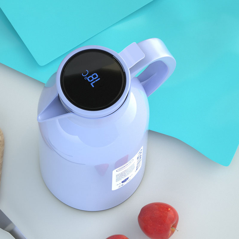 1/1.6L Hoge Capaciteit Thermos Water Fles Borosilicaatglas Liner Smart Touch Digitale Display Geïsoleerde Waterkoker Voor Kinderen Volwassenen: 1L / Blue