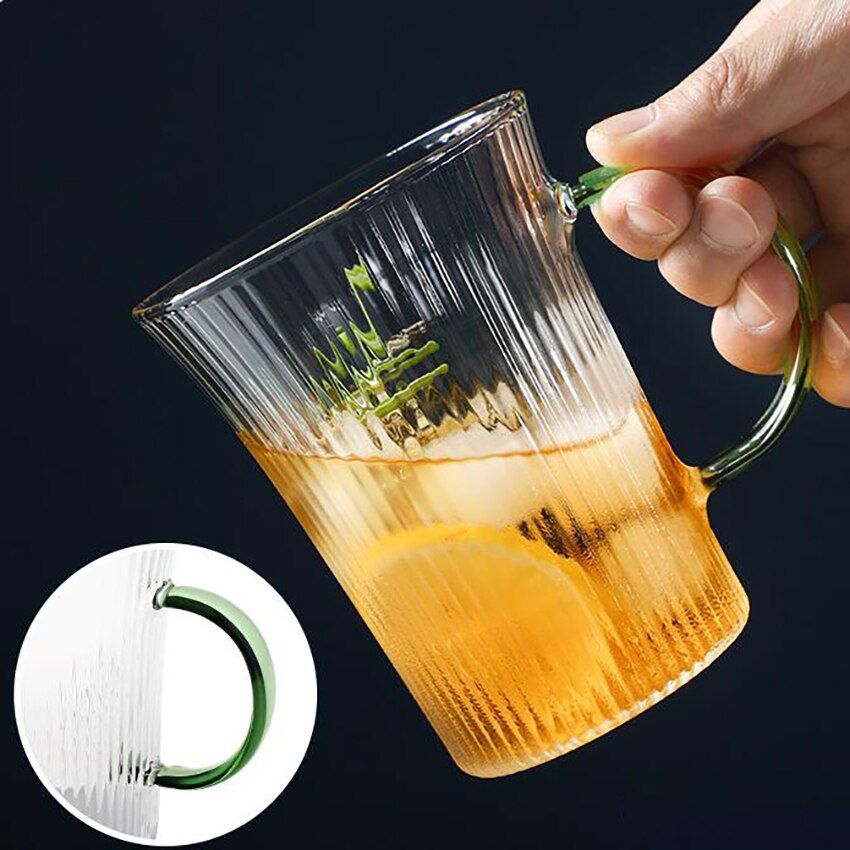 1Pc Vertical café verre tasse résistant à la chaleur café lait tasse multi-usages Transparent bière jus tasses thé verre tasse Drinkware: green