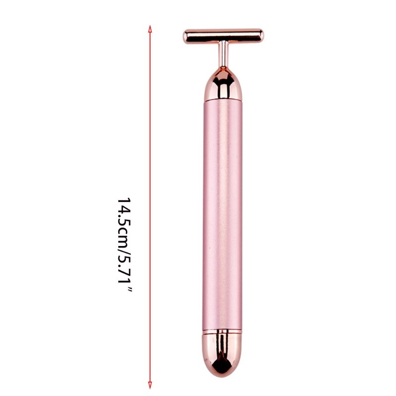 Masajeador Facial eléctrico con forma de T y rodillo 3D, masajeador de brazo, ojo, nariz, cabeza, 24k, Estiramiento Facial instantáneo de pulso dorado