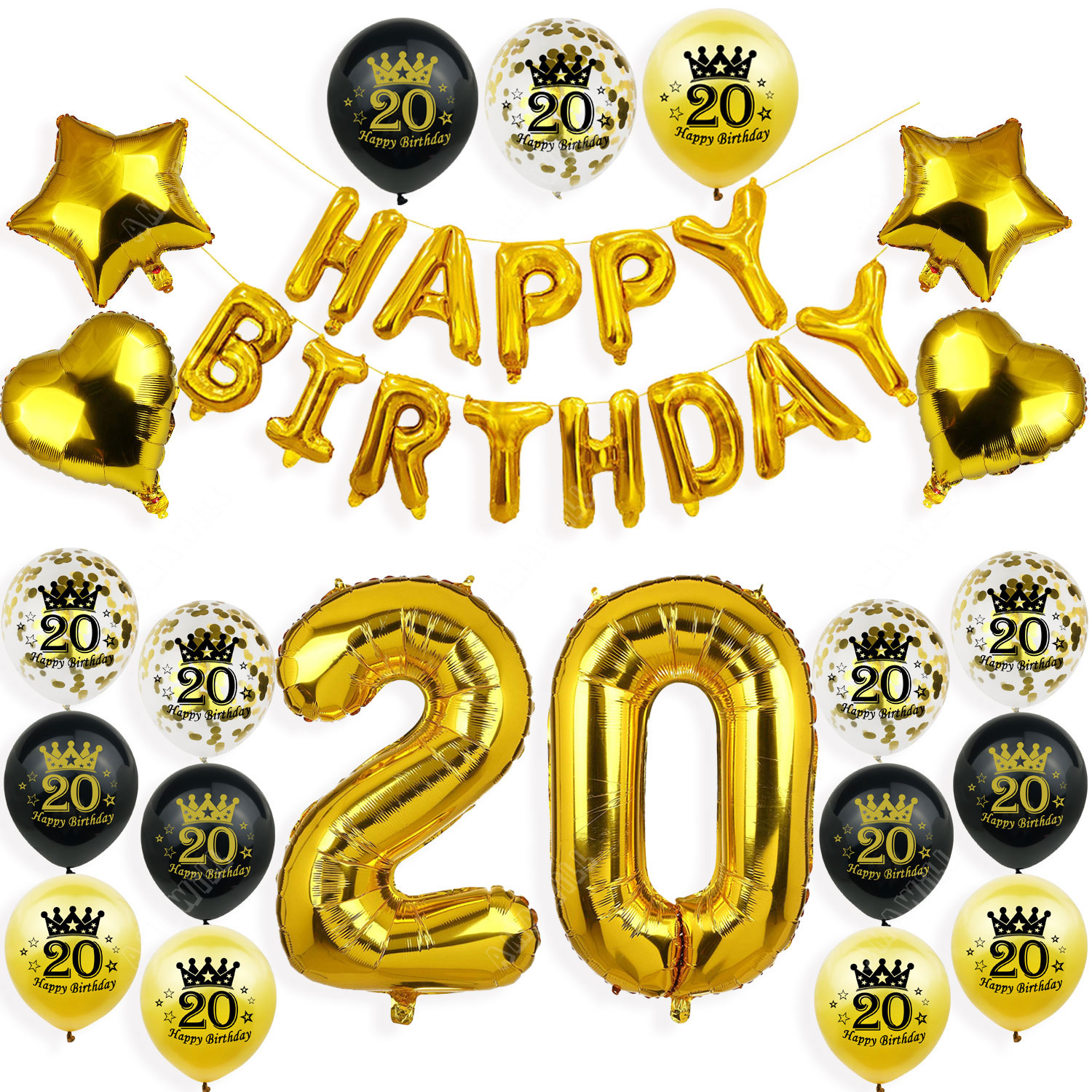 Amawill Happy 20 Birthday Balloons Rose Gold Theme Number 20th Years Old Adult Anniversary Party Decorations Man Woman Supplies: RUBY