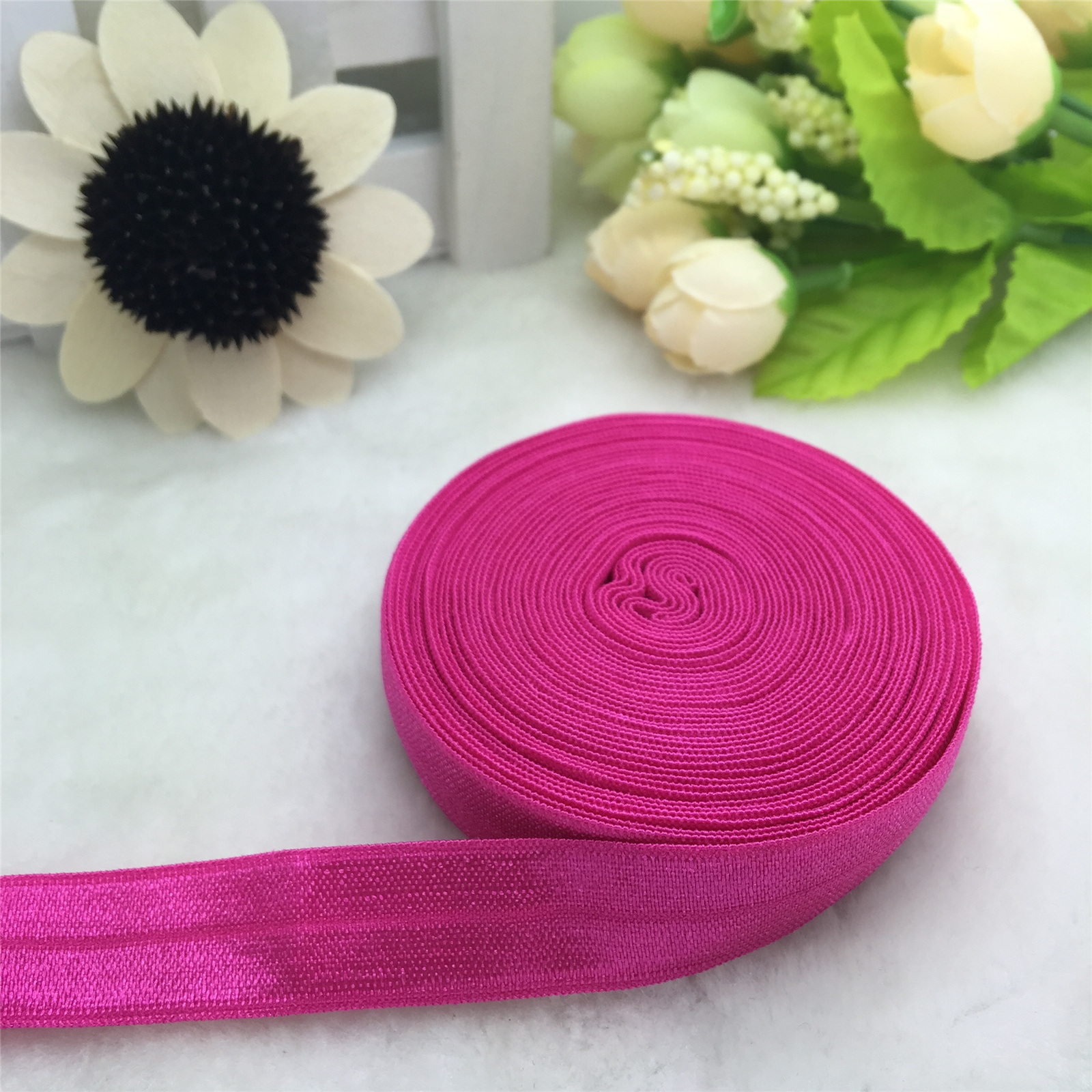 5 Yards 5/8 "15 MM Multirole Foldover Elastische Spandex Satijn Band Elastiekjes: Rose