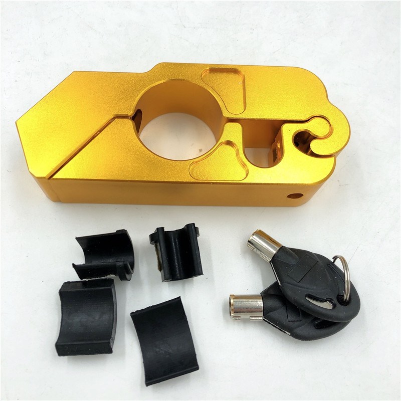 Universal Motorcycle Handle Throttle Grip Security Lock with 2 Keys to Secure a Bike, Scooter, Moped or ATV: Gold