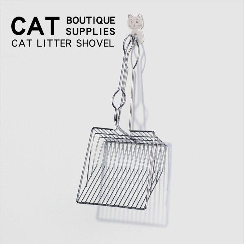 Praktische metall edelstahl katzenstreu schaufel große silber katze sieb schaufel haustier liefert spezielle reinigung werkzeug schaufel