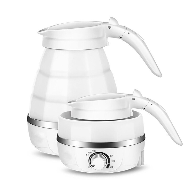 Rétractable pliant Silicone bouilloire électrique voyage Portable Mini bouilloire pliante ménage voyage isolation bouilloire électrique A: WHITE