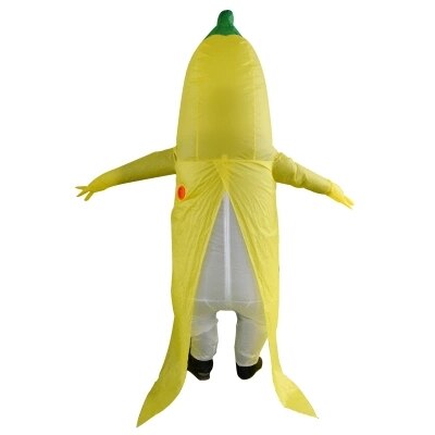 Adulto divertido inflable fruta Banana disfraces traje amarillo mascota Banana disfraz Halloween Purim Stag 1,5 m-2 m
