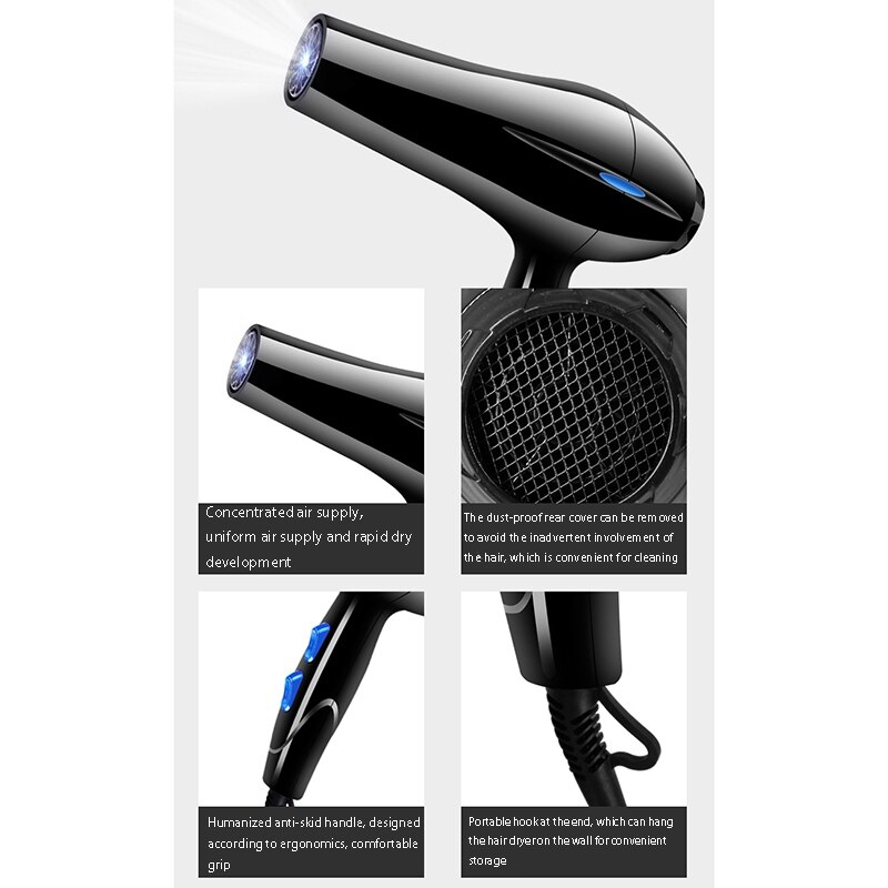 Krachtige föhn kapper kapper salon gereedschap föhn lage föhn föhn ventilator eu-stekker