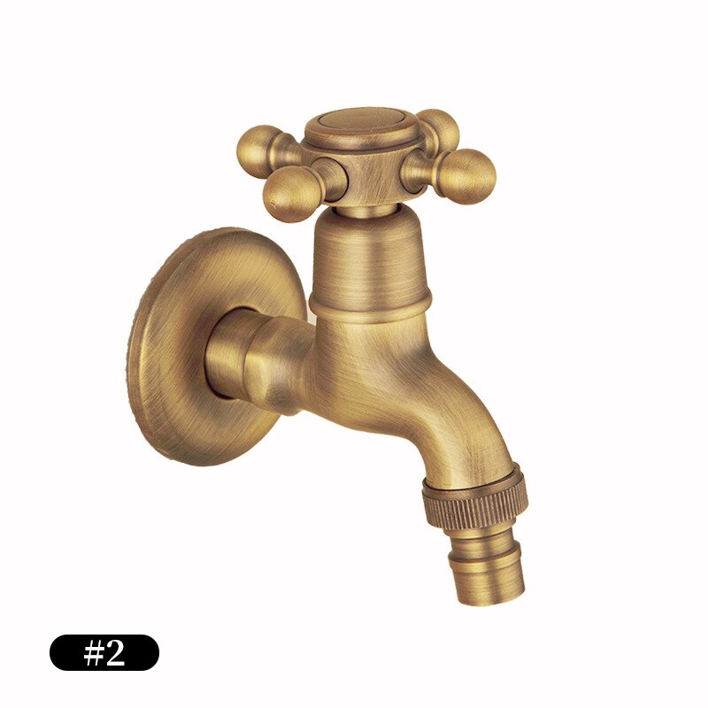 Wall Mounted Antique Brass Bathroom Washing Machine Faucet Mop Pool Tap Cold Water Bibcock Tap Decorative Outdoor Garden Faucet: A2
