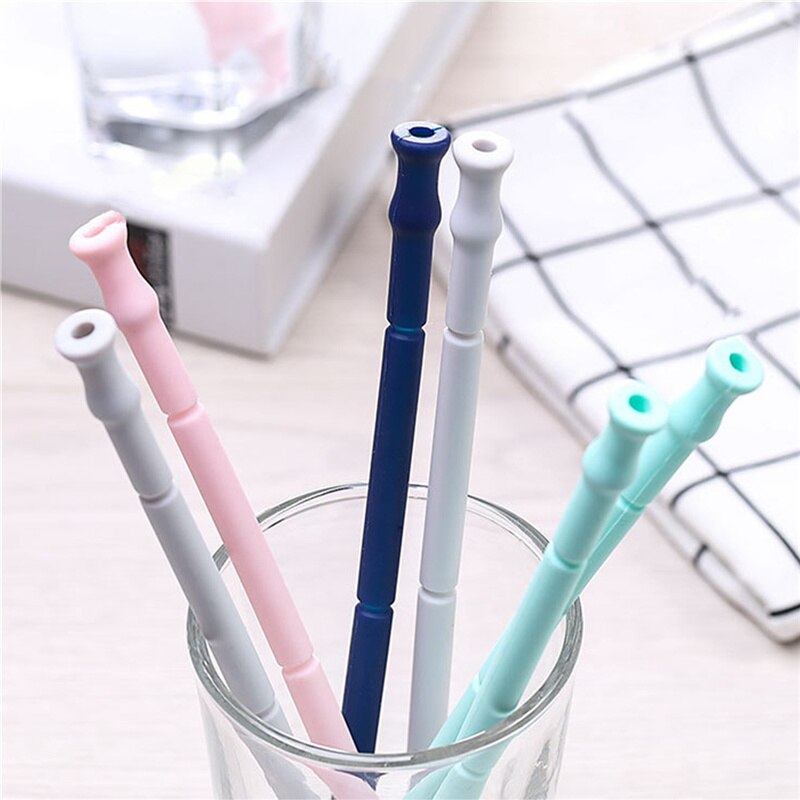 Bar Tools Foldable Silicone Straw Set Portable Drinking For Travel Reusable With Brush Flexible Chewy And Safe Easy To Remove