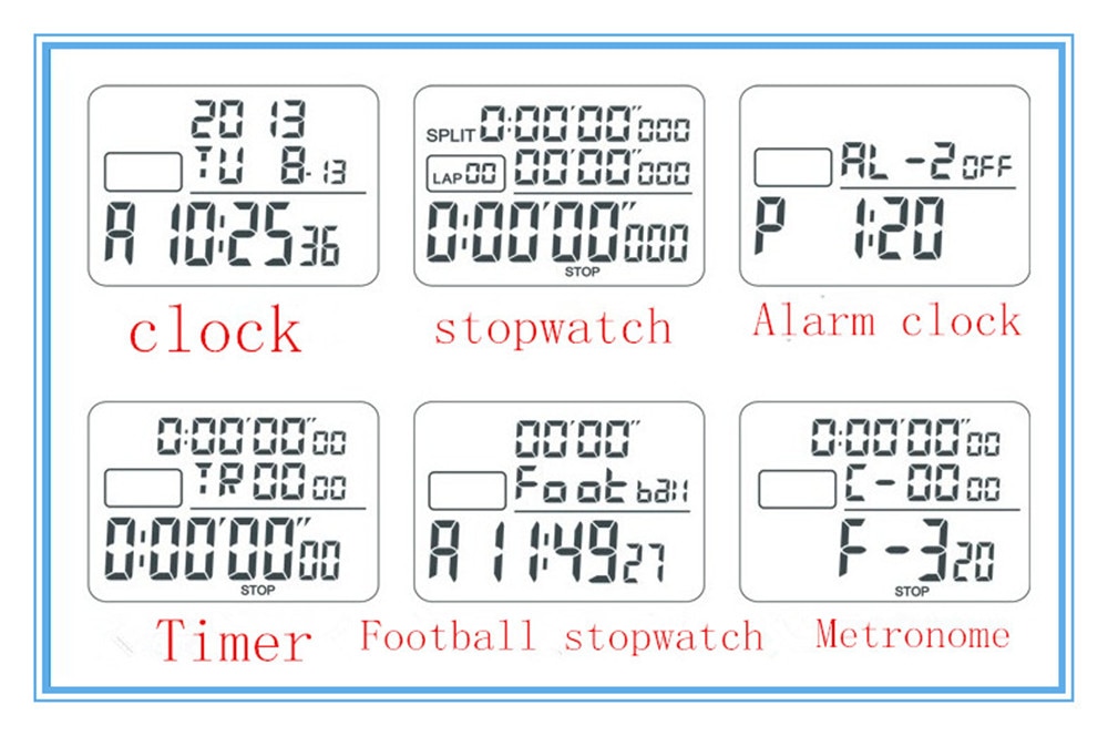 Digitale Metall Stoppuhr 1/1000 Zweite FußBall Sport Chronograph Zähler Countdown-Timer Große Anzeige Metronom Alarm Uhr
