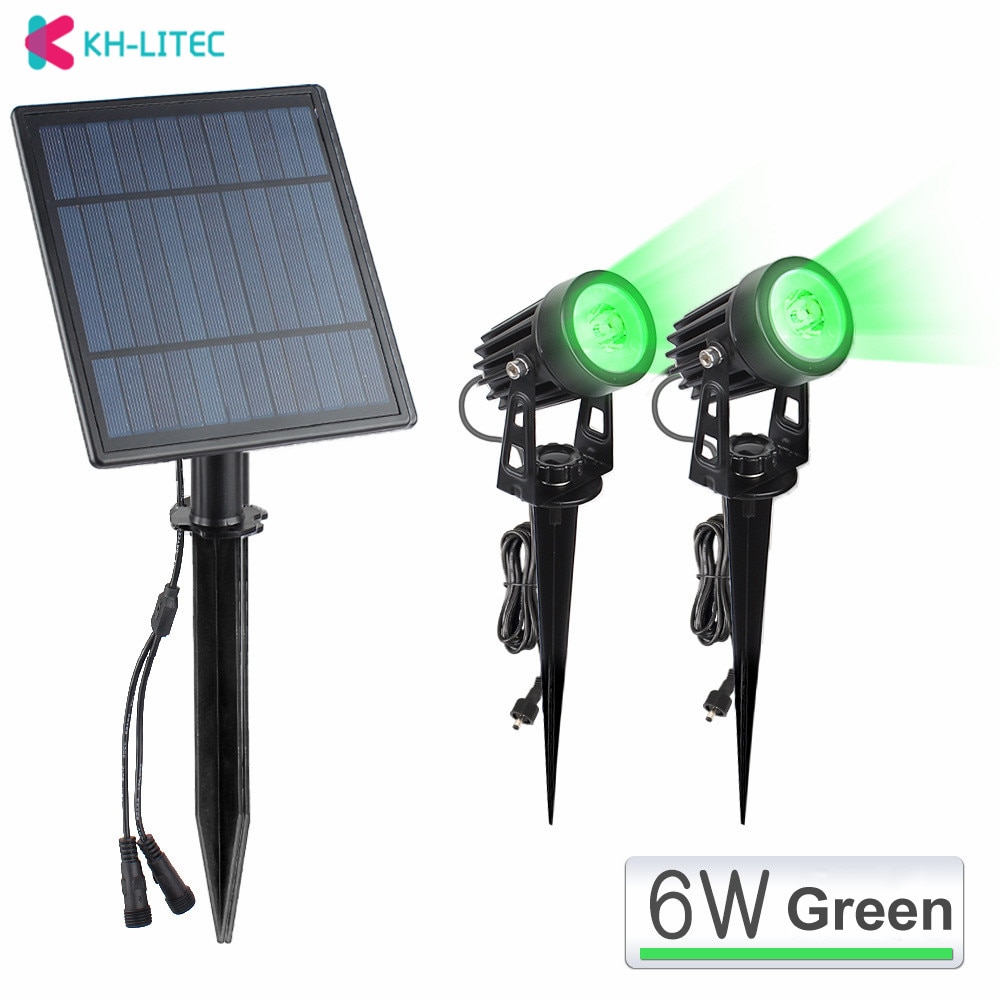 2W Solar Spotlights IP65 Waterproof Outdoor Solar Lights Landscape Lighting Wall Light 2 Green Dual Spot Headlamp For Garden