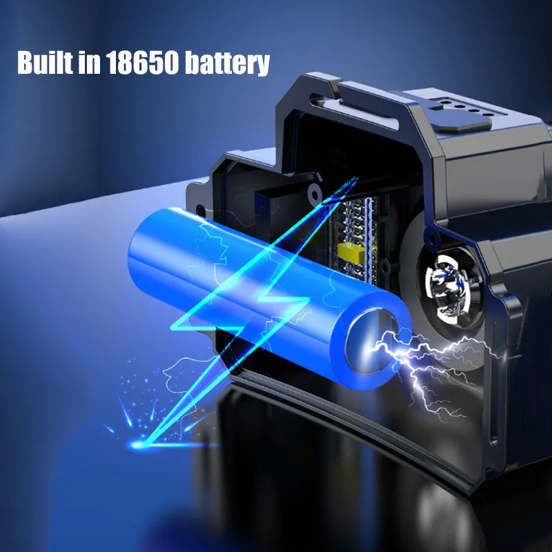Uppladdningsbar pannlampa 2000 mah superstark ficklampa  t51 induktions-led-strålkastare vattentät camping mobil powerbank blinkande