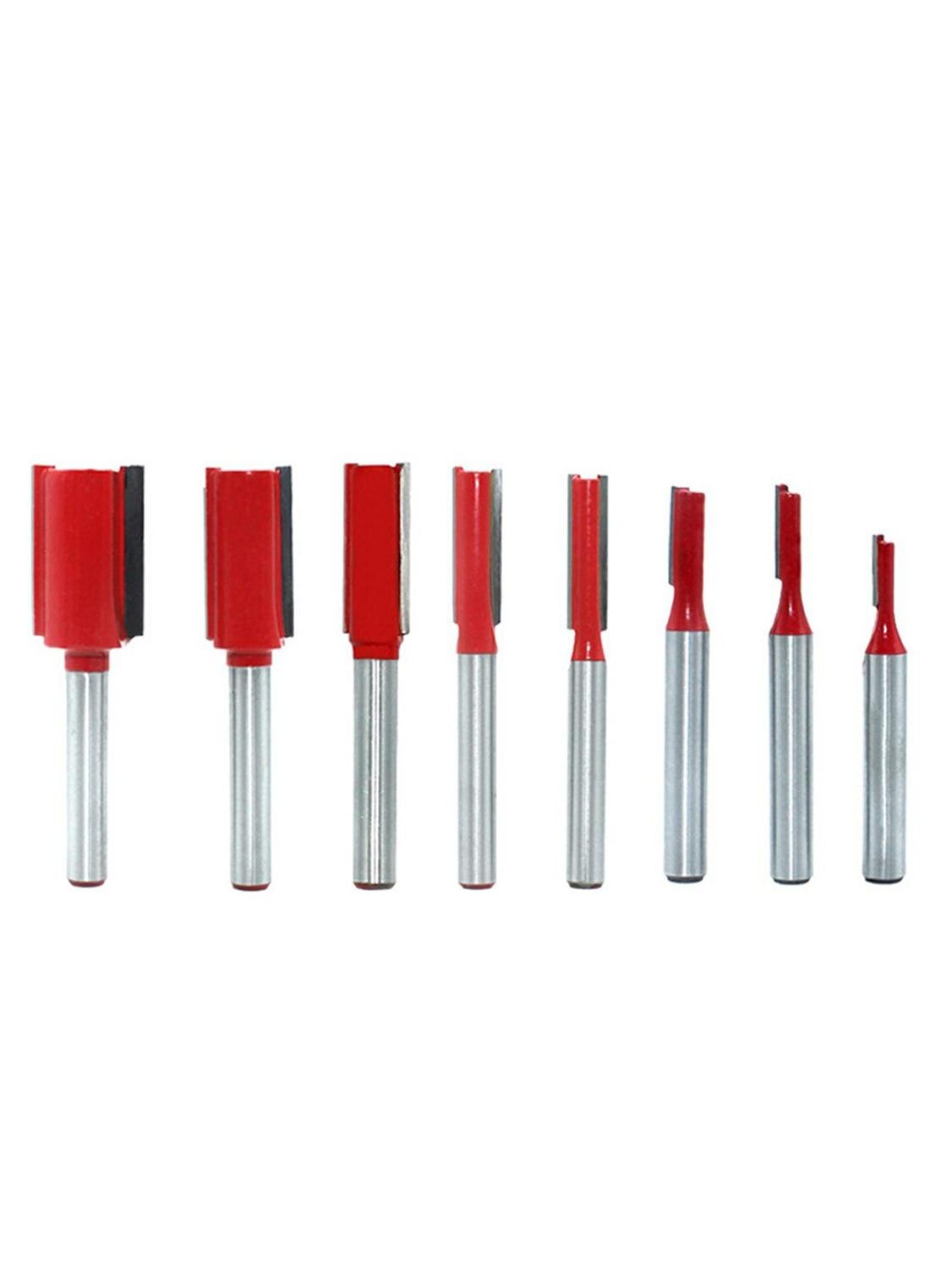 7pcs/set Shank Straight Bit Woodworking Trimming Router Bit Wood Slotting Engraving Machine Carbide Milling Cutter