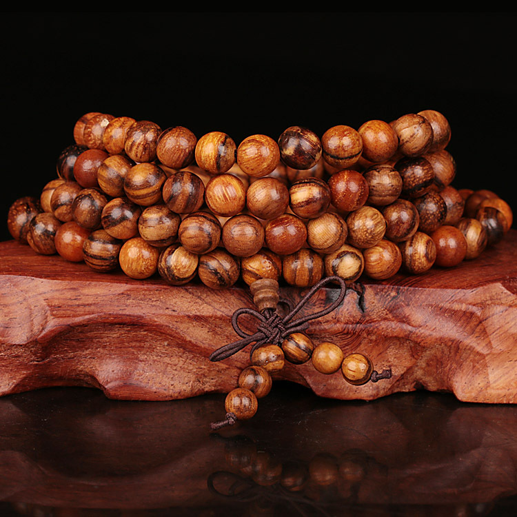 Jahrgang 6mm 8mm 108 Perlen Natürliche Teak Sandelholz Buddhistisches Holz Armbänder Meditation Gebetskette Mala Armbinde Frauen Männer schmuck