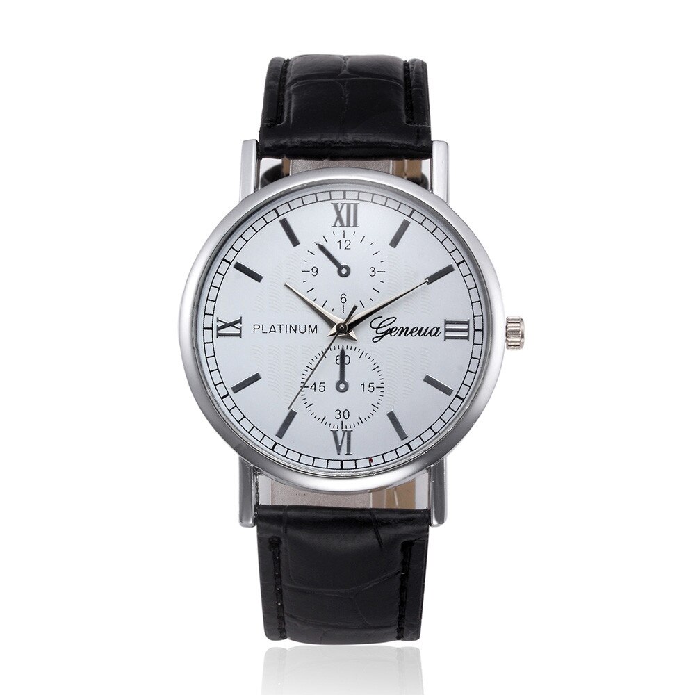 Retro Lederen Band Heren Horloges Luxe Retro Lederen Band Analoge Lichtmetalen Quartz Horloge: A