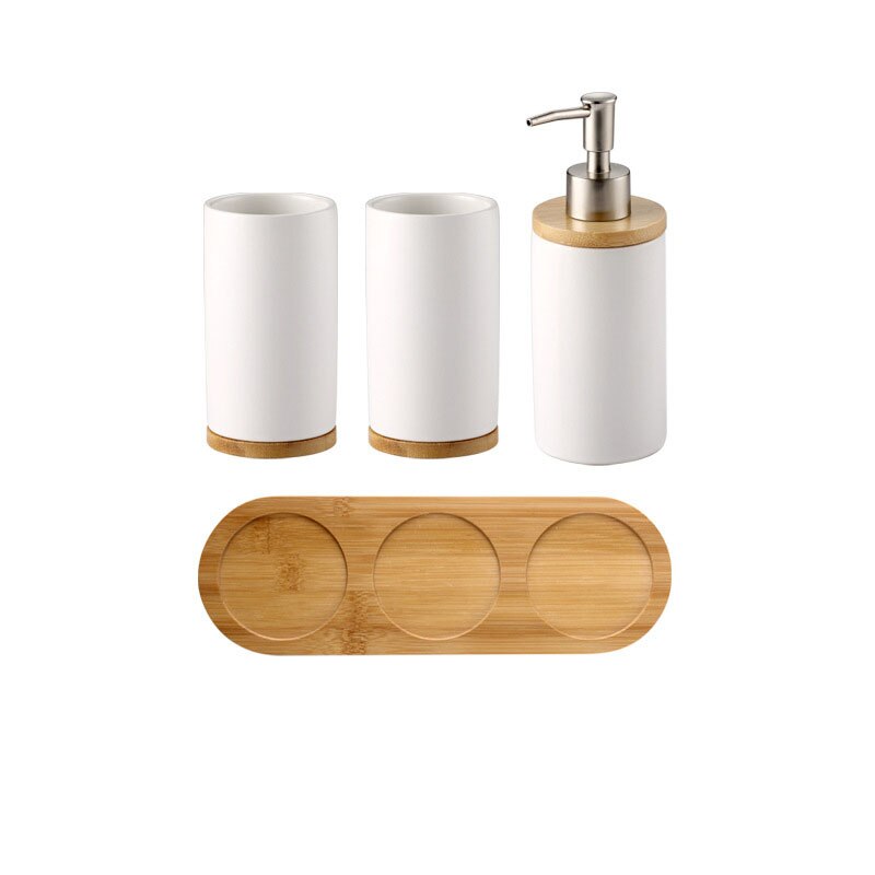 Ceramic Bamboo Bathroom Tumblers Mouth Cup Toothpaste Toothbrush Holder Soap Dispenser Kitchen Dishwashing Liquid Container: 16