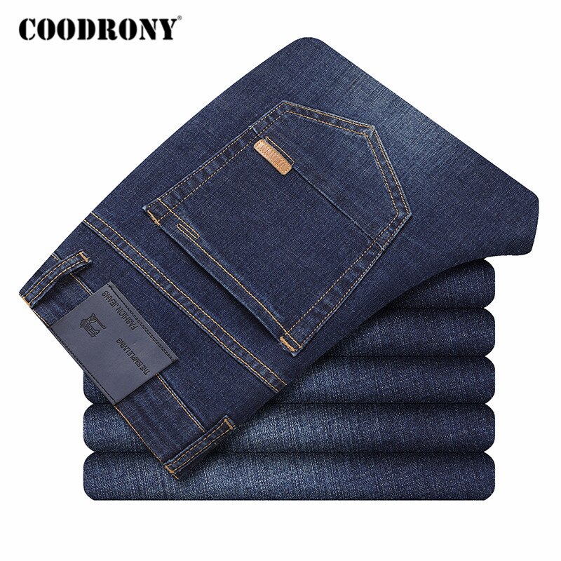 Coodrony brand herre jeans efterår vinter denim bukser mænd tøj streetwear forretning afslappet lige bukser  c9010