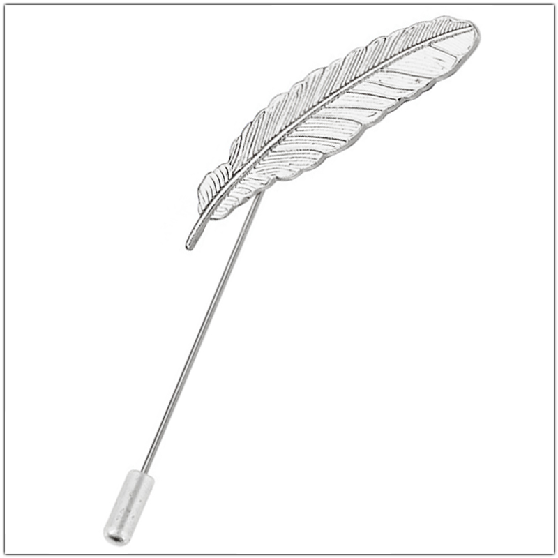 Broches simples de hojas de Ginkgo para mujer, accesorios, decoración de traje, broche de planta, insignia para hombre, alfileres largos de solapa, de amistad de: Rodio plateado