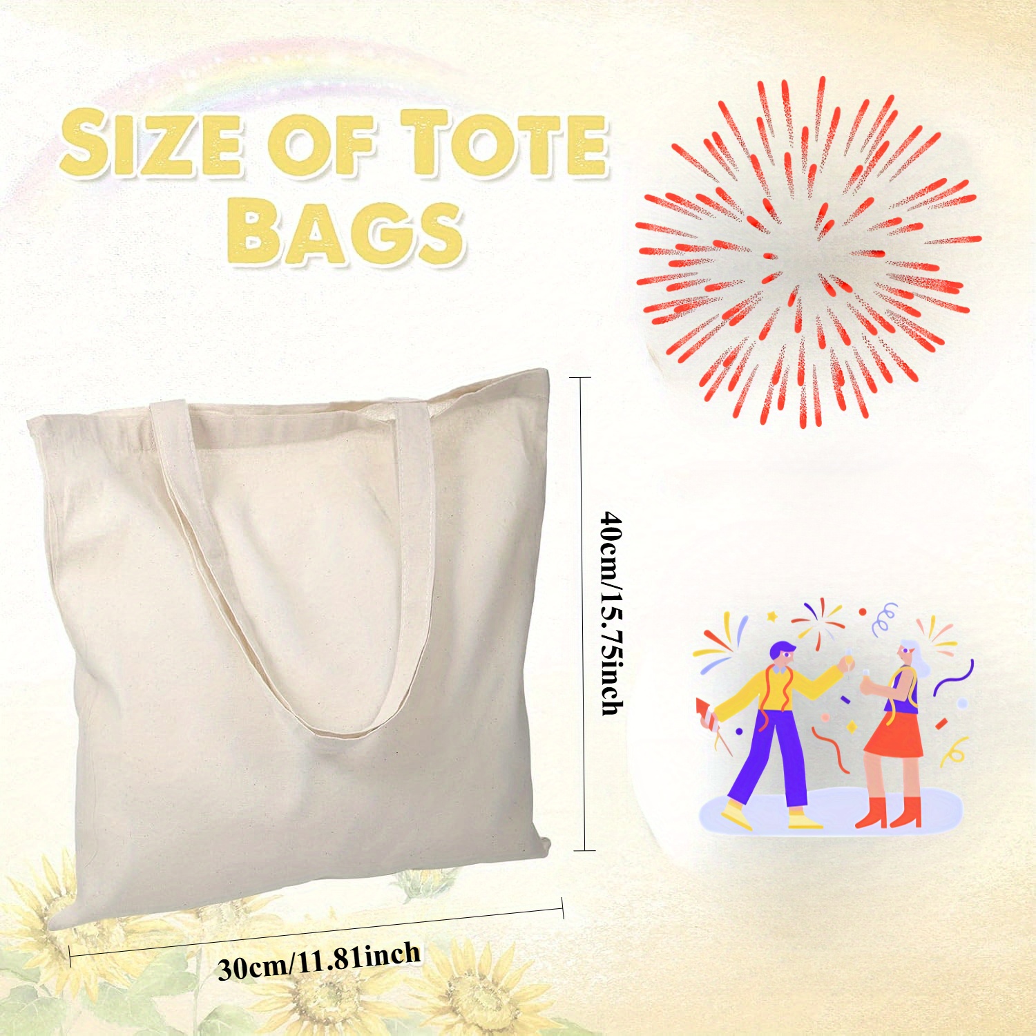 6/12 stuks blanco draagtassen 30x40cm herbruikbare boodschappentassen voor doe-het-zelf ambacht, , cadeau, evenementengebruik