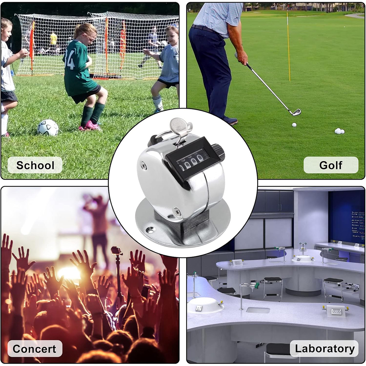 Metal Handheld Tally Counter 4-Digit Number Count Clicker,Mechanical Counters Clickers Pitch Counter for Coaching, Fishing, Golf