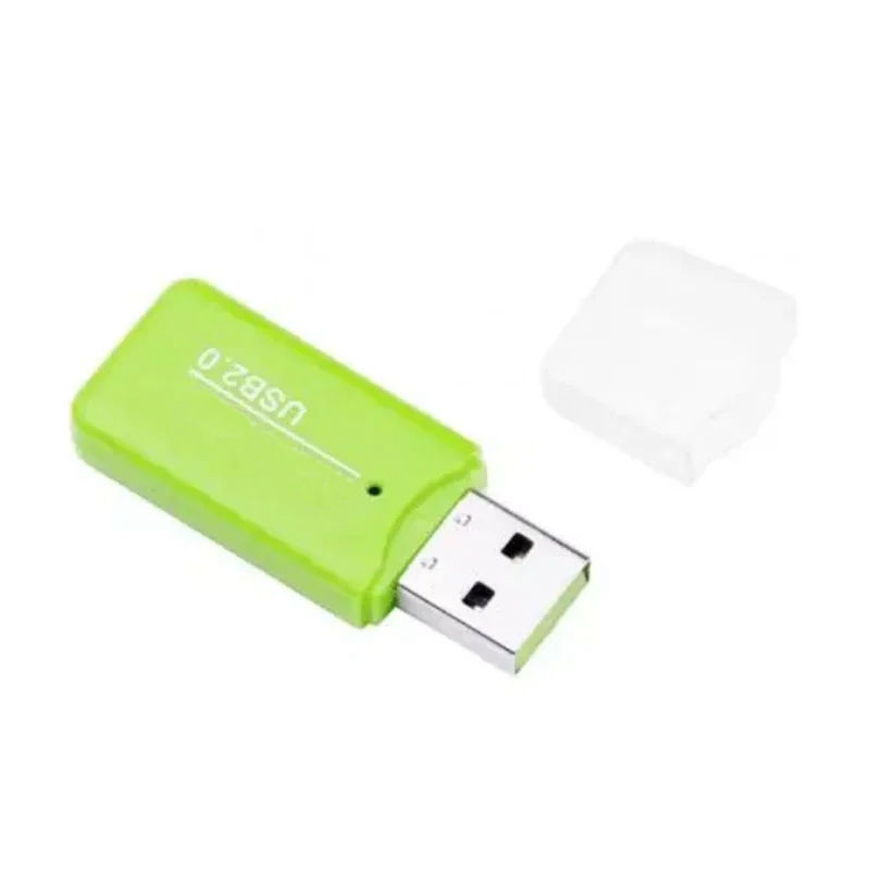Lector de tarjetas SIM de memoria Mini USB 2,0 TF portátil, adaptador T-Flash de alta velocidad para PC, portátil, ordenador portátil, altavoz para vehículo: verde