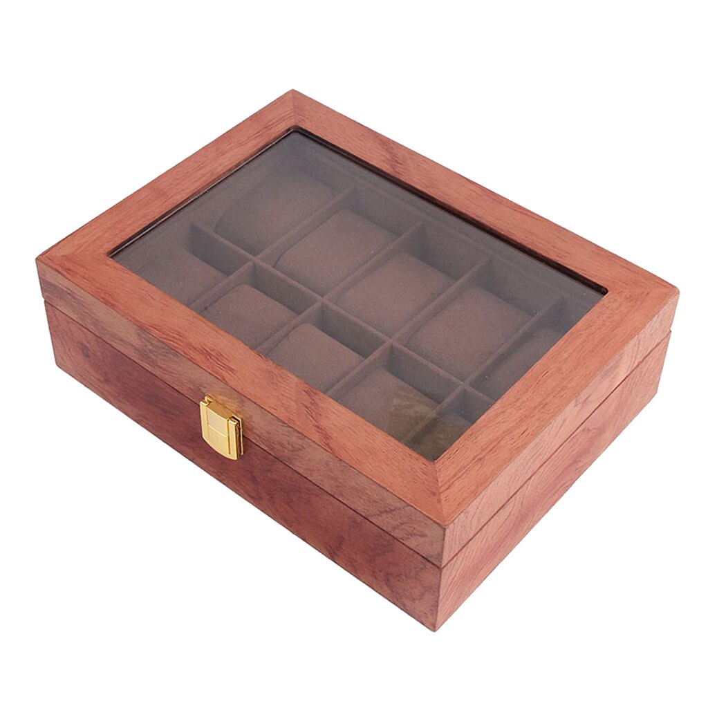 Wood Watch Box Display Tray with Pillow Jewelry Organizer Container 6/12/18 Slot Watch Case for Cuff links Earrings Bracelets: Style D