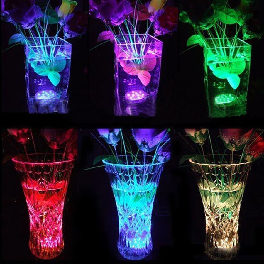 Submersible Led Lights Waterproof Remote Controlled Underwater Night Lamp with Timer for Aquarium Pond Pool Fountain Vase Party