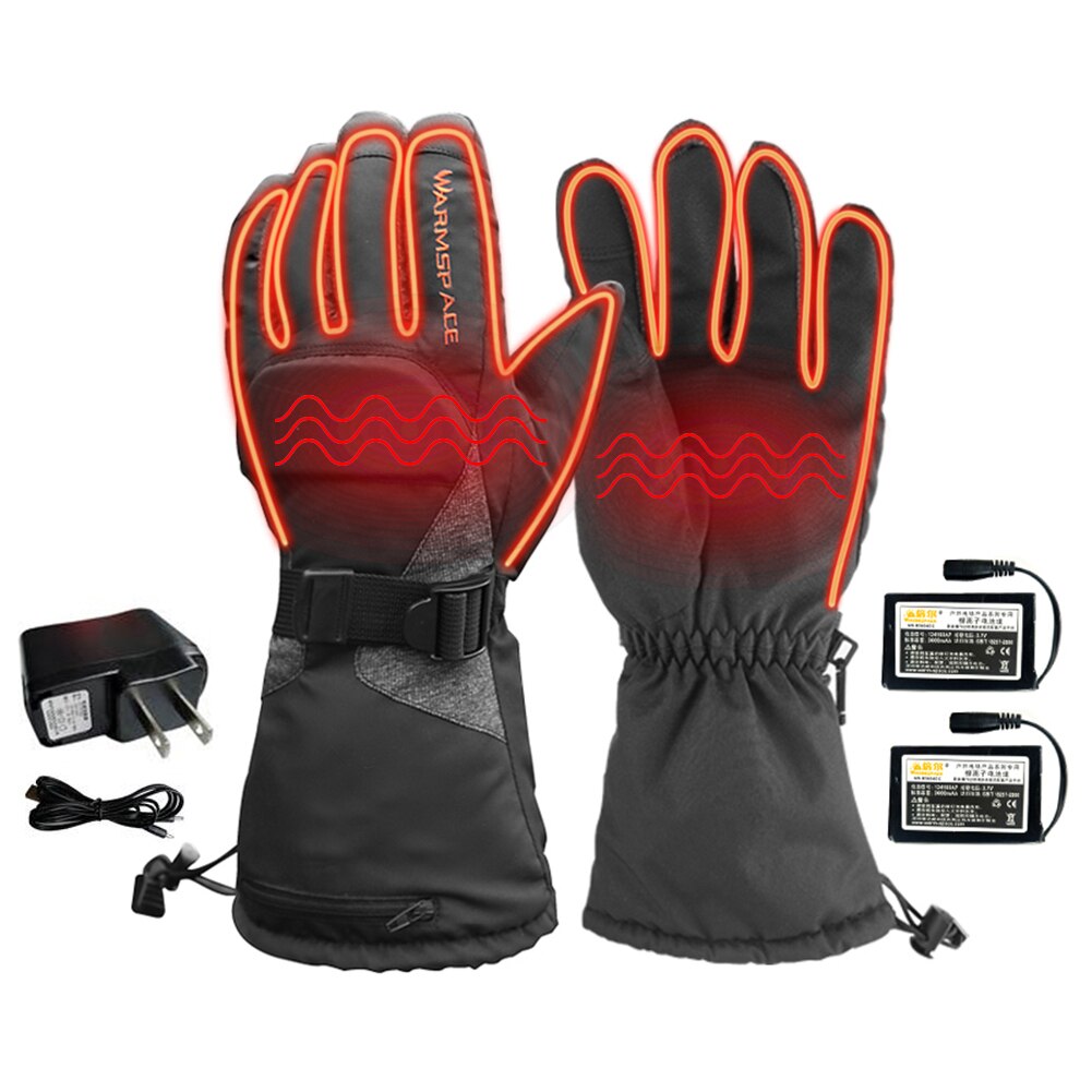Opvarmede handsker batteridrevne vandtætte vinter termiske handsker varme touchscreen handsker til udendørs sportscykel ridning handsker: Os m