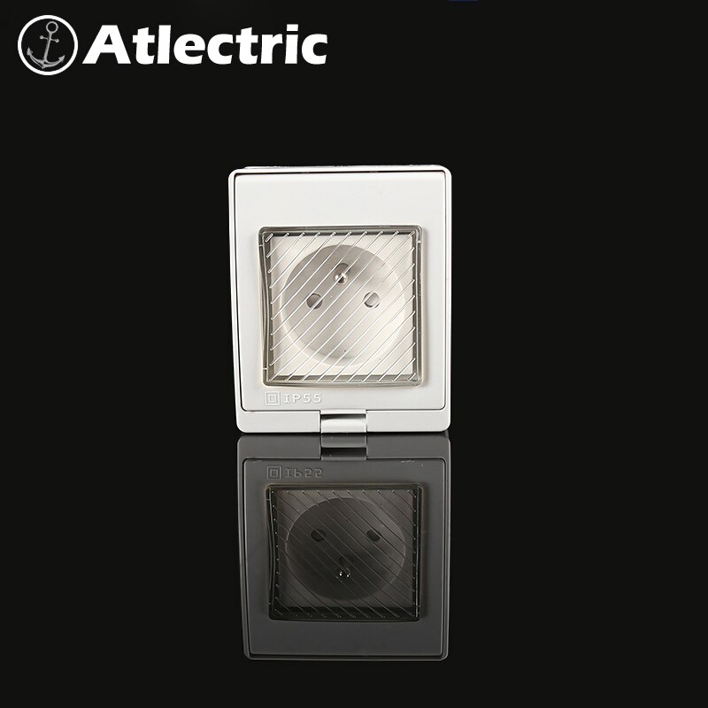 Atlectric IP55 FR Standard Waterproof Dust-proof Outdoor External Wall Power Socket Switch Outlet Weatherproof Socket