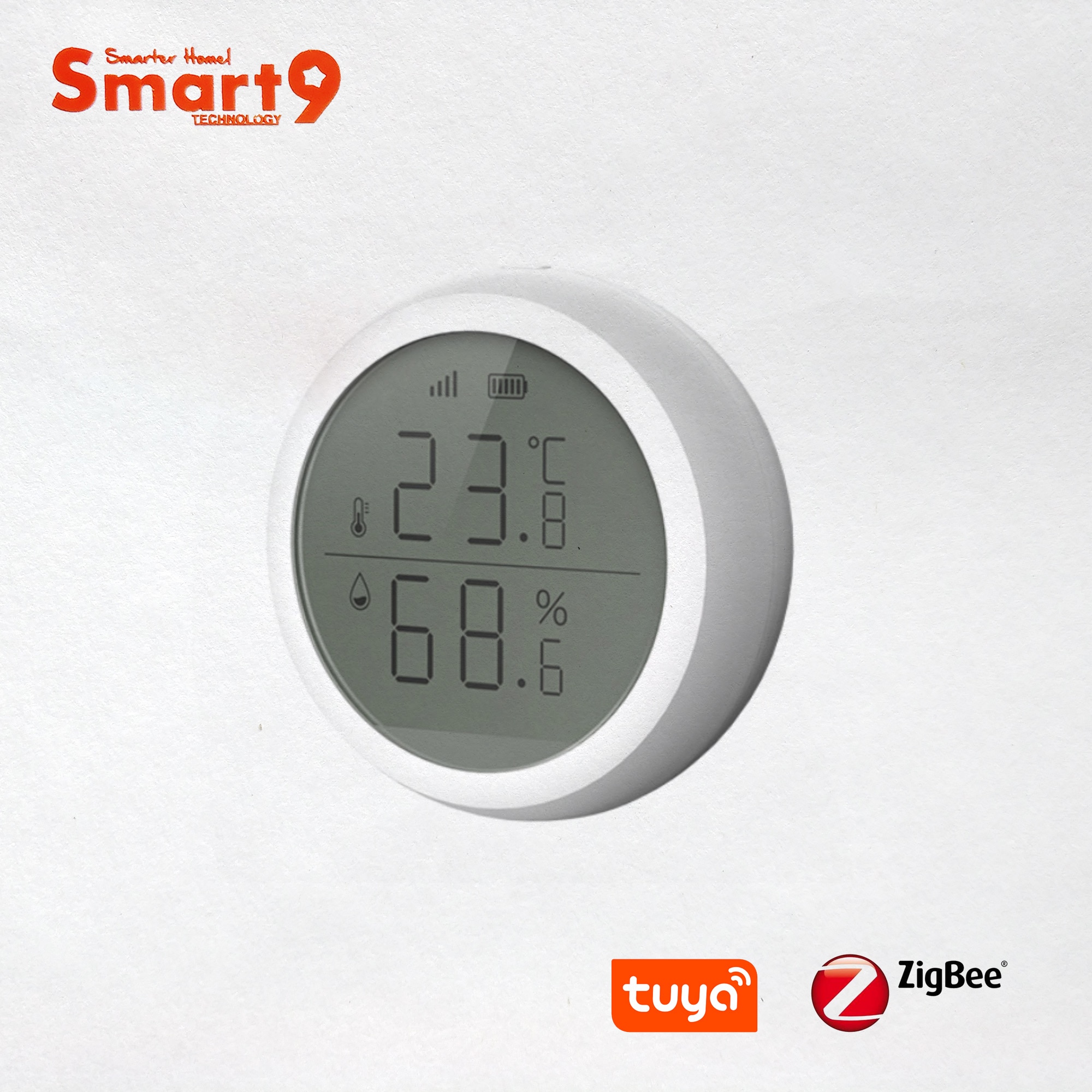 Smart9 ZigBee Temperature and Humidity Sensor With LCD Screen Display working with TuYa ZigBee Hub, Battery Powered Smart Life