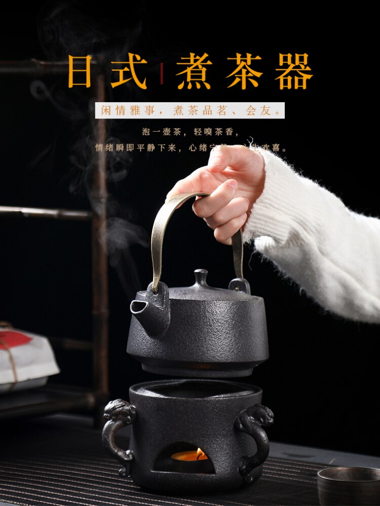 Zwart Aardewerk Japanse Water Ketel Fornuis Top Huishoudelijke Thermos Vintage Theepot Brouwen Wasserkocher Keukengerei AH50WK