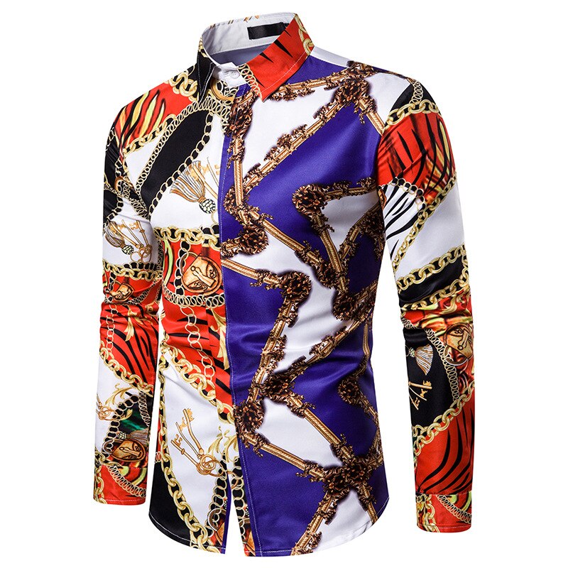 3d tryckta animal tiger herrskjortor casual långärmad camisa social shirt herr camisa hombre hip hop streetwear: C514 / Xl
