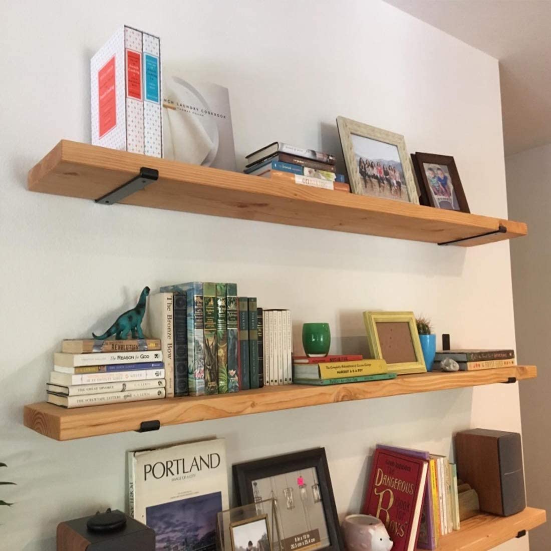 1Pair(2 PCS) Black Wall Mounted Shelf Bracket Brackets Support With Screws L shape，for DIY Open Shelving Hardware Included