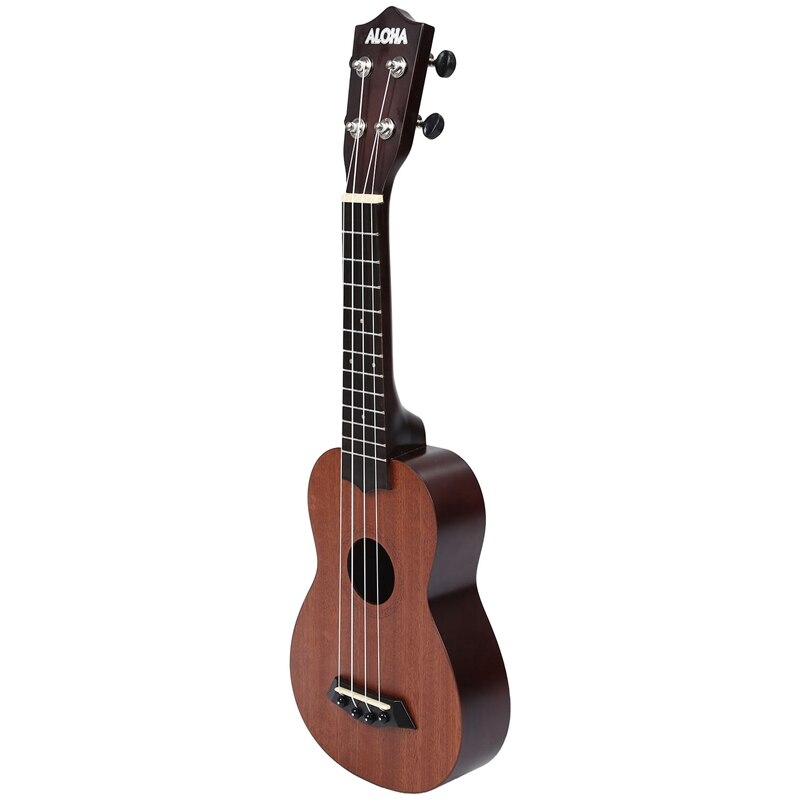 ALOHA 21 Inch Ukulele Beginner Soprano Ukulele Sapele Wood 4 Strings Guitar Mahogany Neck Delicate Tuning Peg