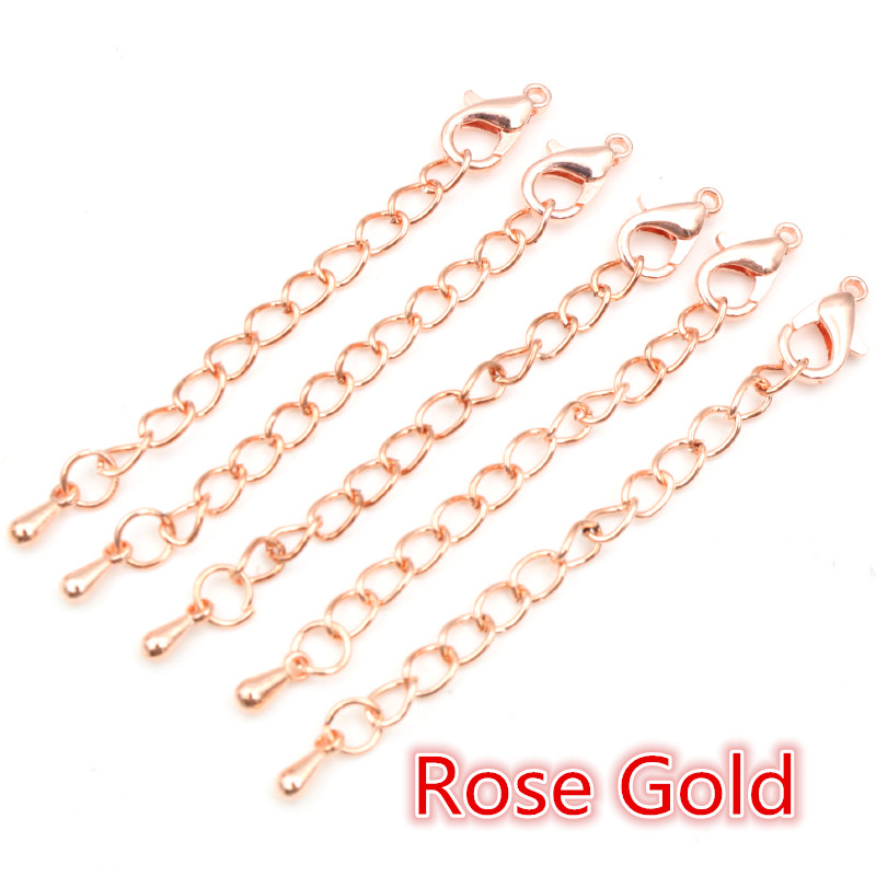10Pcs 50 70Mm Gold Verzilverd Uitgebreide Uitbreiding Tail Chain Kreeft Sluitingen Connector Voor Diy Ketting Sieraden Maken bevindingen: M / Blauw