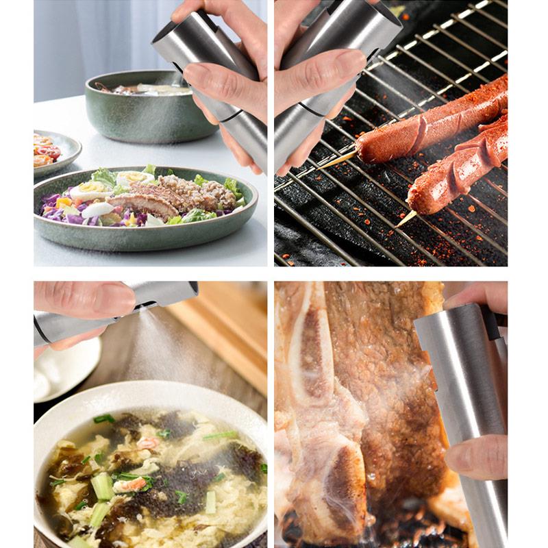 Kitchen Oil Can Spray Fitness Dispensing Oil Can Portable Stainless Steel Scaled Dispensing Bottle Seasoning Bottle Cooking Tool