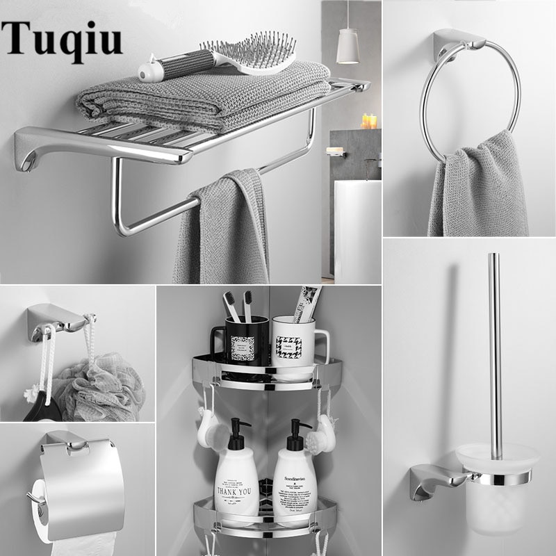 Bathroom Accessories Paper Holder,Corner Shelf,Towel Rack,Toilet Brush Holder,Towel Holder Brass Chrome Bathroom Hardware set