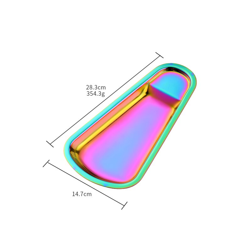 1pc Snack Platte Metall Rechteck Platten Gold Brot murmeln Geschirr Mischen Obst Süßigkeiten Nachtisch Erzähler Regenbogen Handtuch Serviette Tablett Party